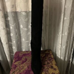 Chic Black Suede Tall Boots